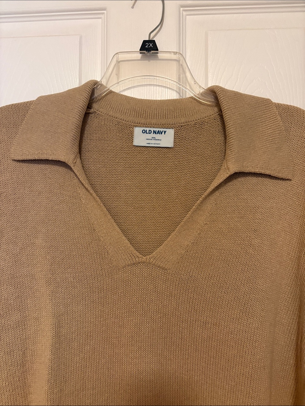 Old Navy Tan V-Neck Collared Sweater - Picture 3 of 4